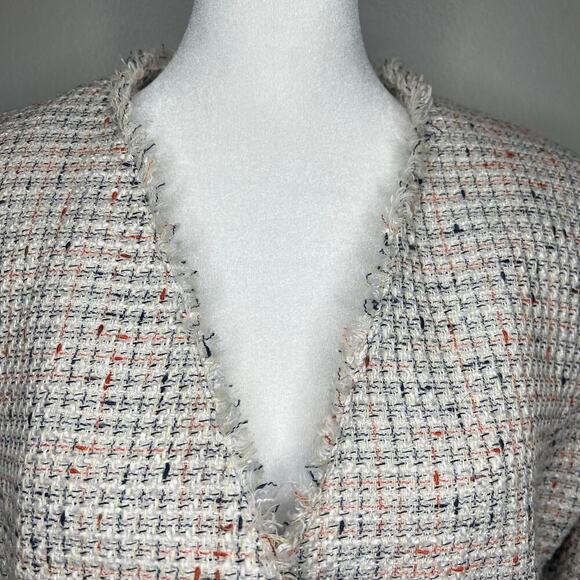 MNG by Mango Women's Tweed Speckled Blazer Coat Jacket Size 8 Asymmetrical Zip - Picture 3 of 12